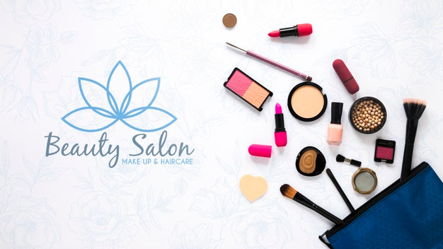 Top View Beauty Salon Concept Psd