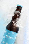 Top View Beer Bottle In Snow Psd