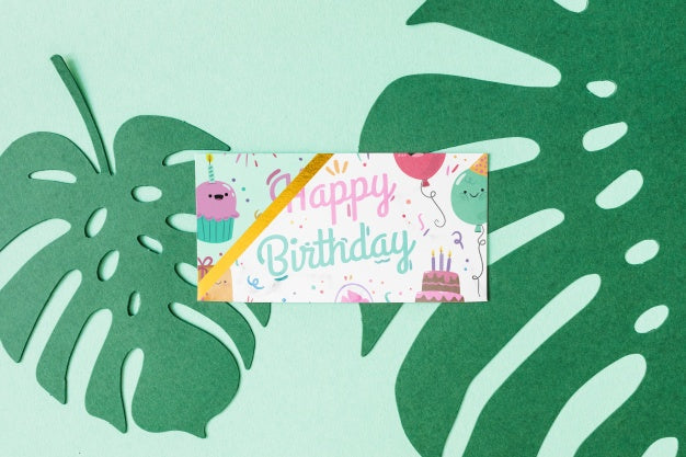 Top View Birthday Card Mockup Psd