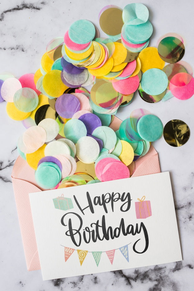 Top View Birthday Card Mockup Psd