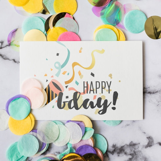 Top View Birthday Card Mockup Psd