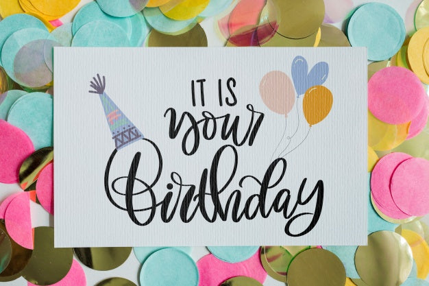 Top View Birthday Card Mockup Psd