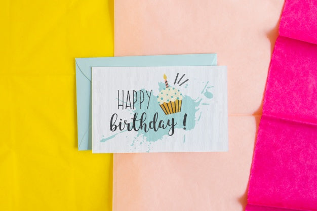 Top View Birthday Card Mockup Psd