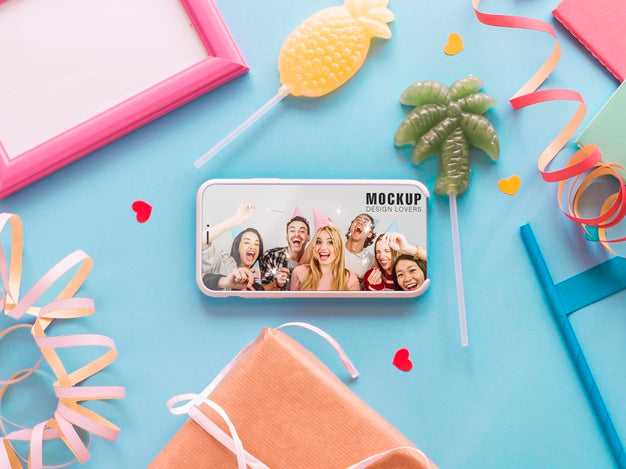 Top View Birthday Concept Psd