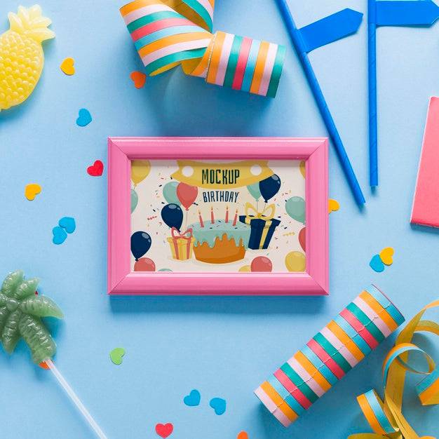 Top View Birthday Concept Psd