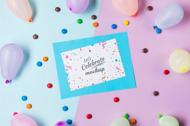 Top View Birthday Concept With Balloons Psd