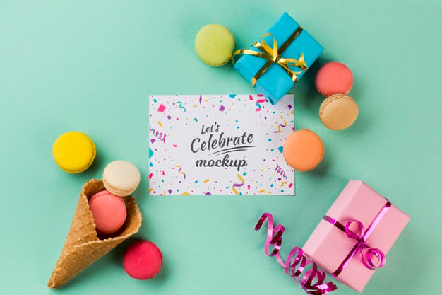 Top View Birthday Concept With Presents Psd