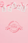 Top View Birthday Gift Tags Mock-Ups With Pink Ribbons Psd
