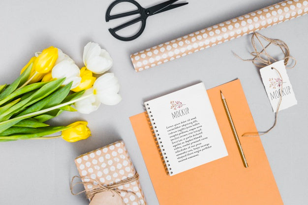 Top View Birthday Present Concept With Mock-Up Psd