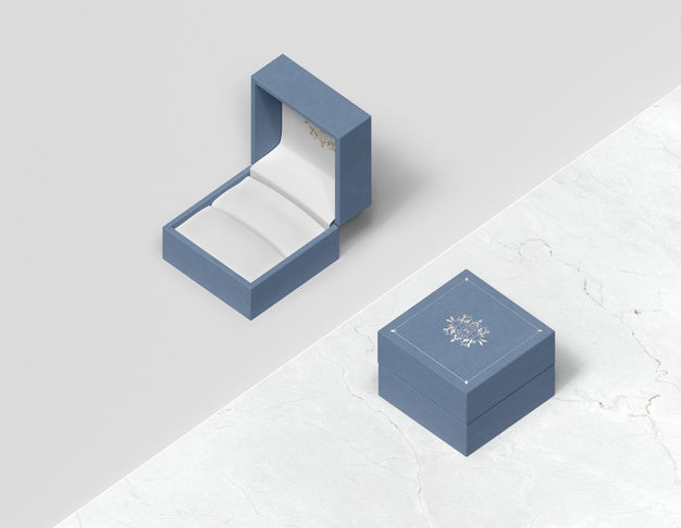 Top View Blue Gift Box With Cover Psd