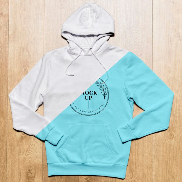 Top View Blue Hoodie Mock-Up Psd