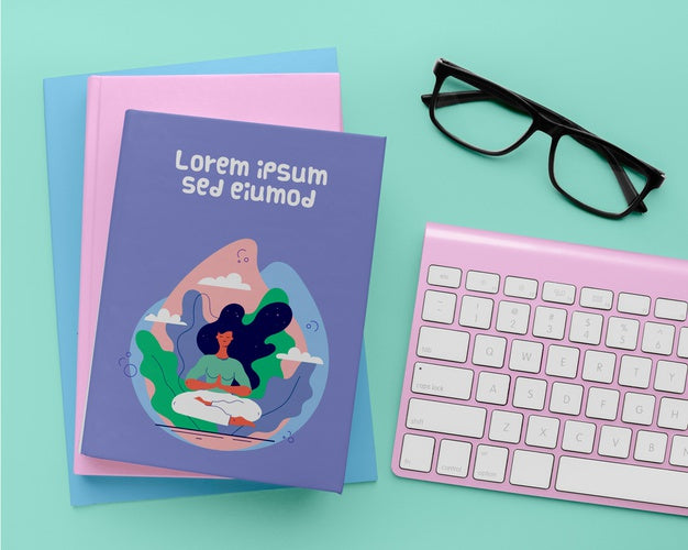 Top View Book Cover Mock-Up Assortment Psd