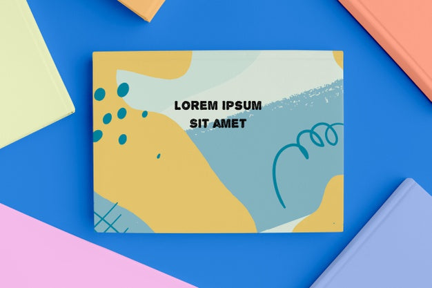 Top View Book Mock-Up Arrangement Psd