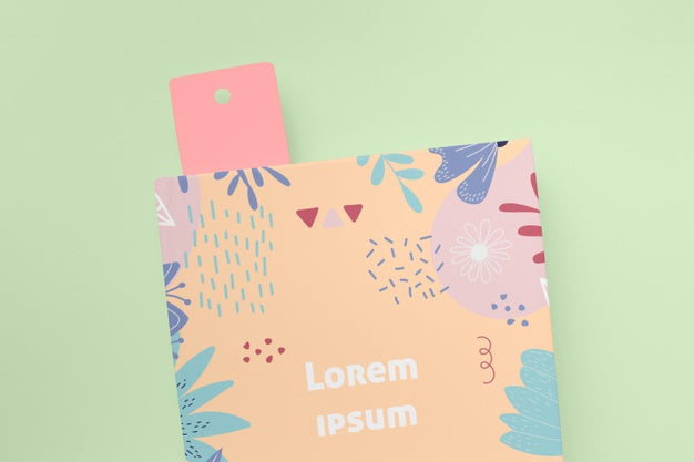 Top View Book Mock-Up With Bookmark Psd