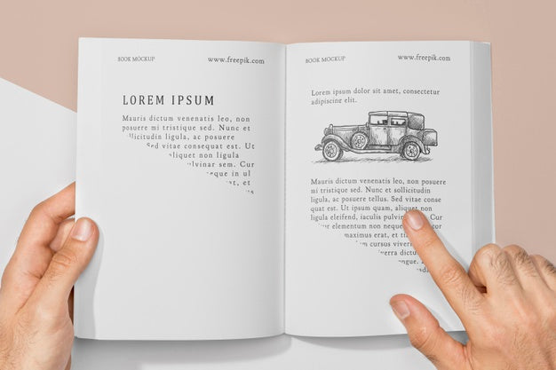 Top View Book Mock-Up With Car Illustration Psd