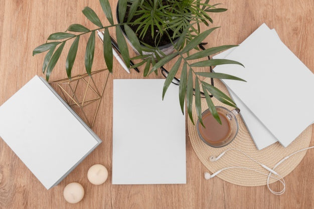 Top View Books Arrangement Mockup Psd