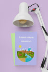 Top View Books With Lamp Psd