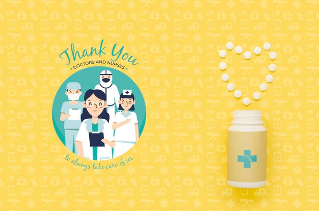 Top View Bottle Of Pills Psd