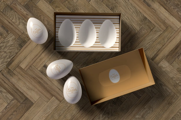 Top View Bow With Eggs Beside Psd