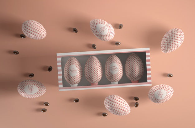 Top View Box With Eggs Inside Psd