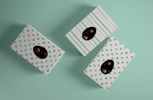 Top View Boxes With Chocolate Eggs Psd