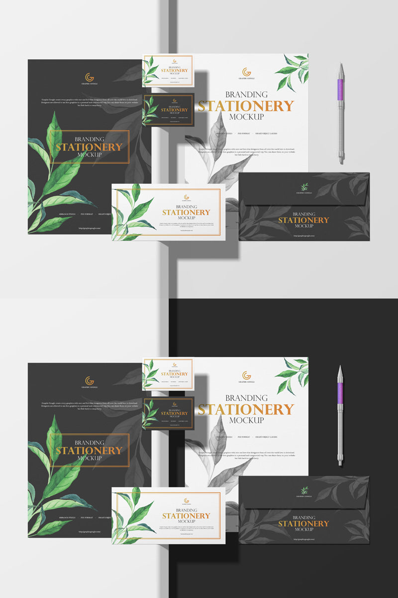 Top View Brand Stationery Mockup Psd