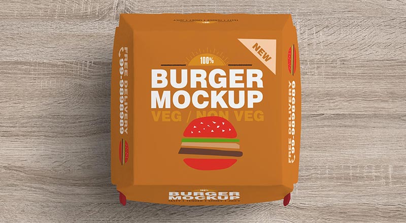 Top View Burger Box Mockup Psd