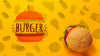 Top View Burger On Fast Food Doodle Background Psd