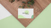 Top View Business Card On Wood Psd