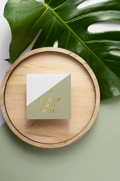Top View Business Card With Monstera Plant Psd