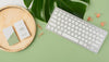 Top View Business Cards And Keyboard Psd