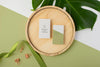 Top View Business Cards On Wooden Piece Psd