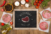 Top View Butcher Shop With Burgers Meat Psd