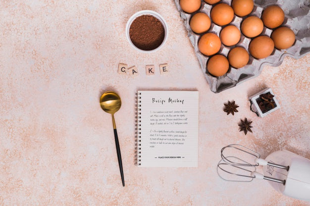 Top View Cake Recipe Mock-Up Psd