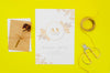 Top View Card Mock-Up On Yellow Background Psd