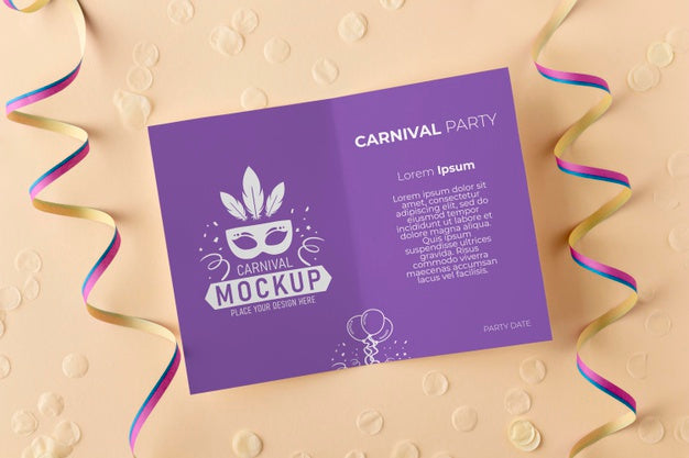 Top View Card Mock-Up With Confetti Psd