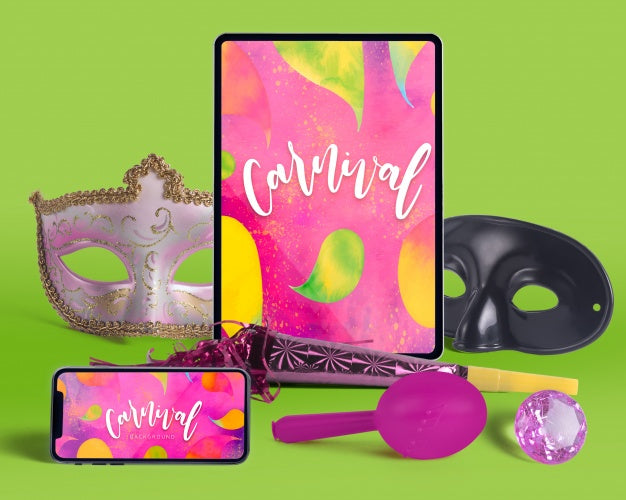 Top View Carnival Mockup With Editable Objects Psd