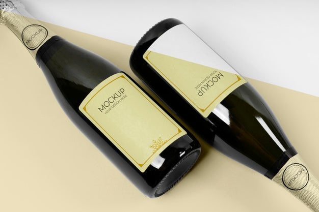 Top View Champagne Bottles Mock-Up Psd