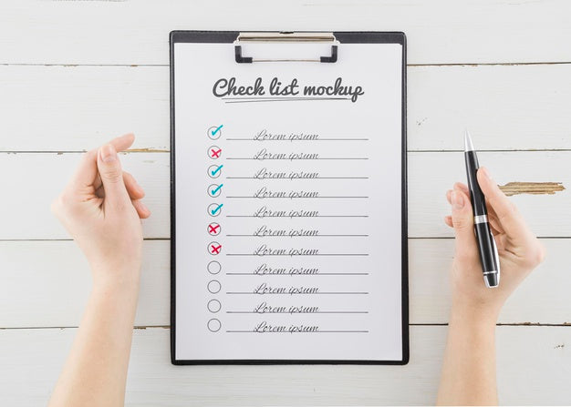 Top View Check List With Mock-Up Concept Psd