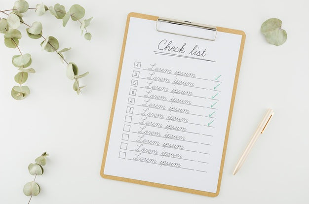 Top View Check List With Mock-Up Concept Psd