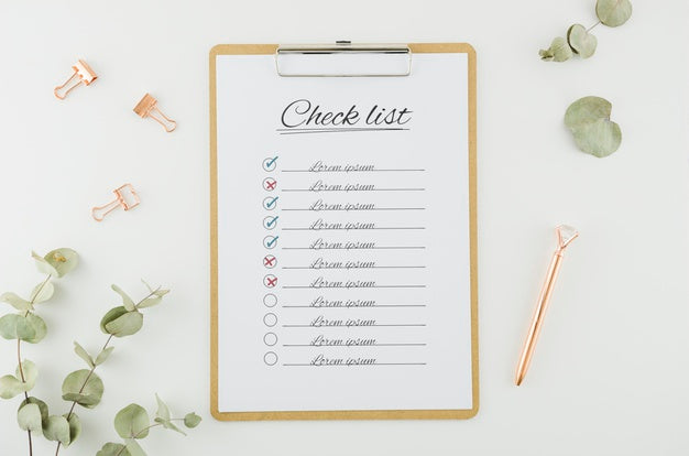 Top View Check List With Mock-Up Concept Psd