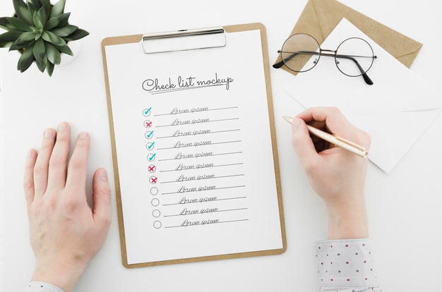 Top View Check List With Mock-Up Psd