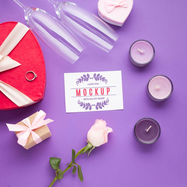 Top View Chocolate And Candles Arrangement Psd