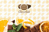 Top View Chocolate With Orange Wallpaper Mock-Up Psd