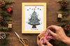 Top View Christmas Composition With Frame Mockup Psd