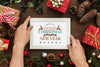 Top View Christmas Composition With Frame Mockup Psd