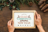 Top View Christmas Composition With Frame Mockup Psd