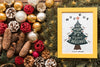 Top View Christmas Composition With Frame Mockup Psd