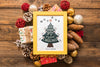 Top View Christmas Composition With Frame Mockup Psd