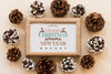 Top View Christmas Composition With Frame Mockup Psd